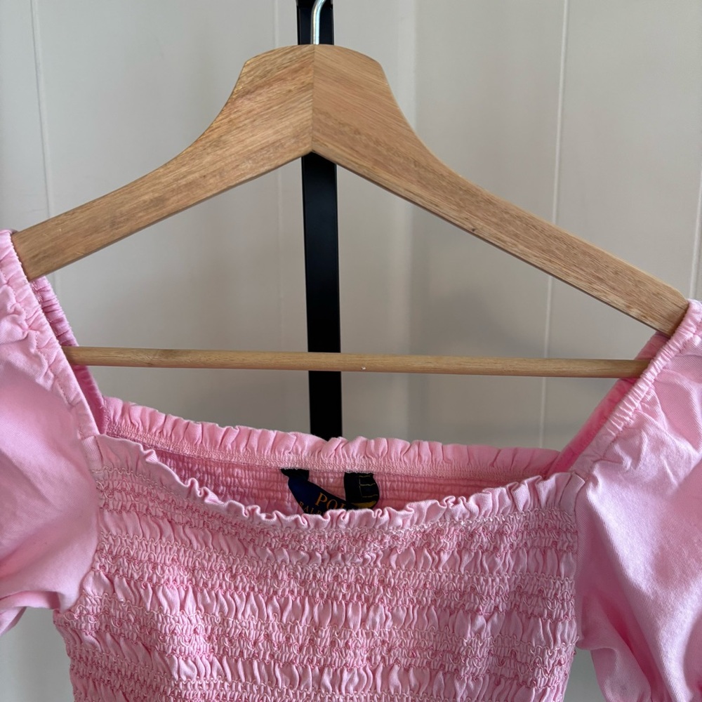 Polo Ralph Lauren Smocked Peplum Top Girls M (8-10) NWT Pink Preppy Coquette